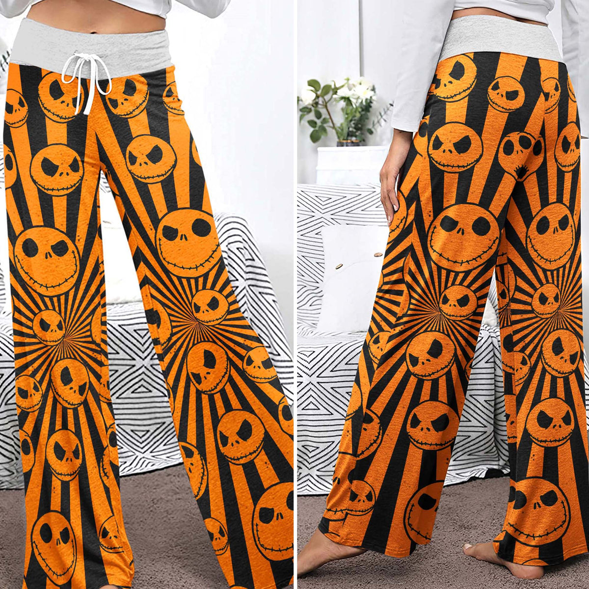 Radiant Reaper Pattern Women's High-waisted Wide Leg Pants