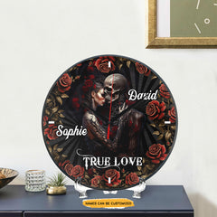 True Love Roses Elegant engraved clock, a sentimental keepsake for your special occasion and enduring love.