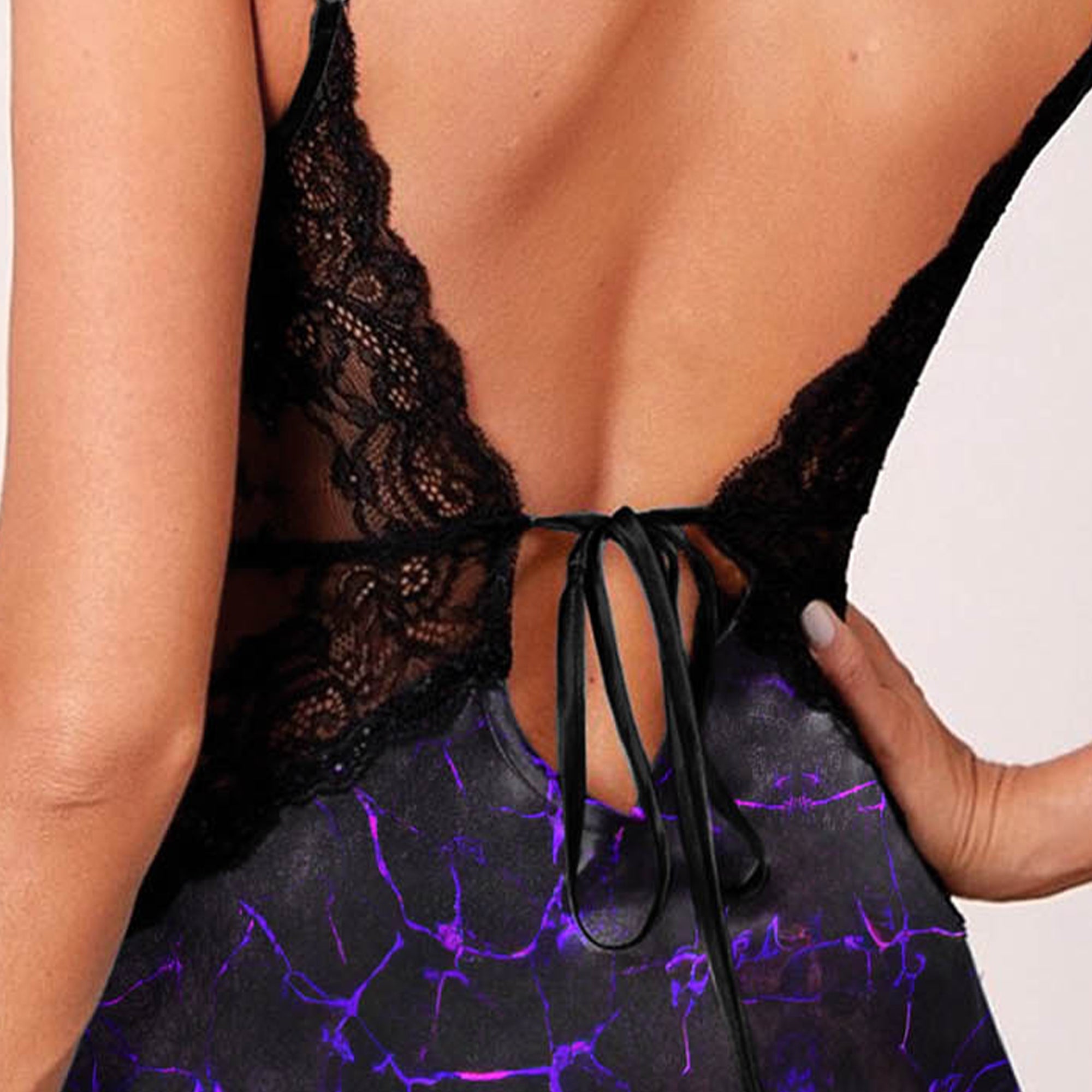 Purple Lava Skull Women's Back Lace Babydolls Nightgowns