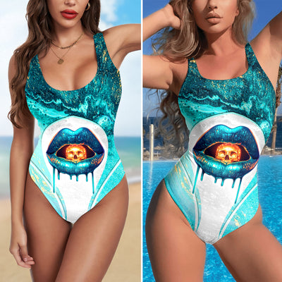 One Piece Bikini Icy Drip Seduction Skull Print Swimwear