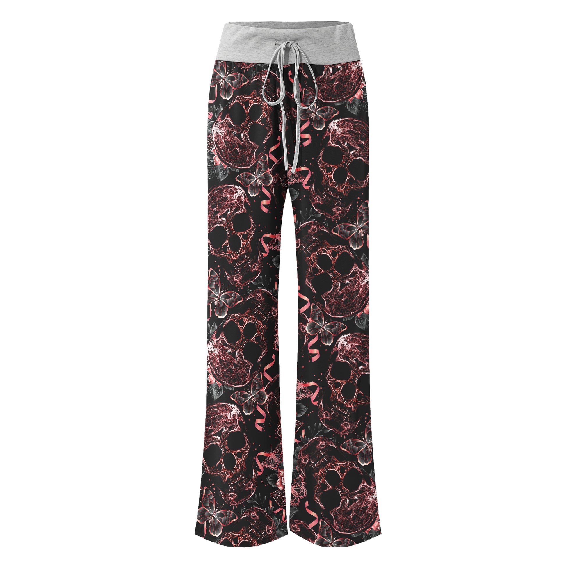 Skull Abstract Effect Butterfly Women's High-waisted Wide Leg Pants | Wonder Skull