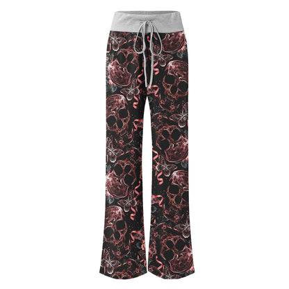 Skull Abstract Effect Butterfly Women's High-waisted Wide Leg Pants | Wonder Skull