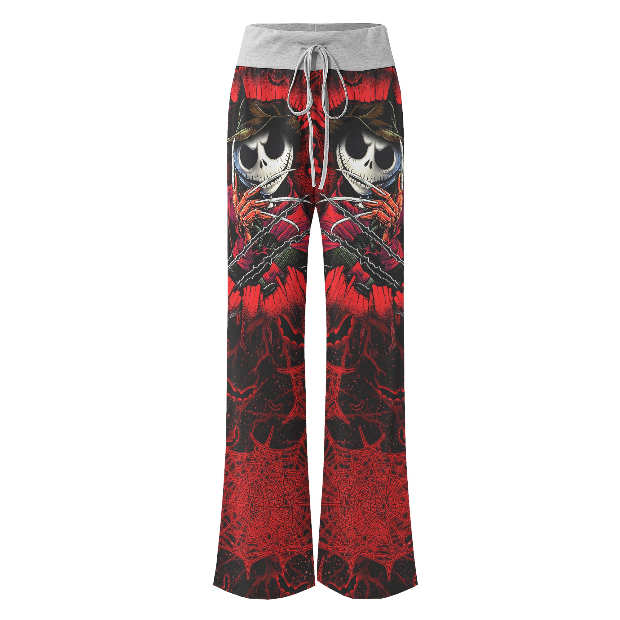 Red Dark Nightmare Theme Women's High-waisted Wide Leg Pants | Wonder Skull