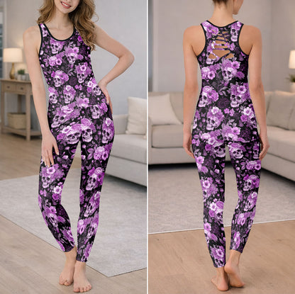 Dark Floral Skull Baroque Tanktop and Legging