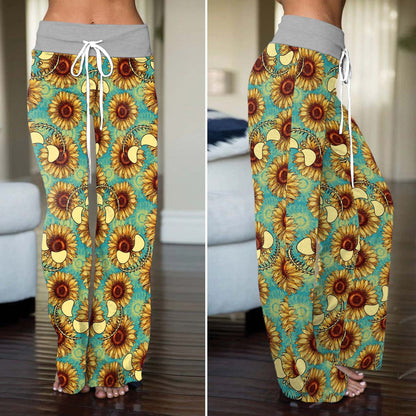 Dark Floral Smile Women's High-waisted Wide Leg Pants