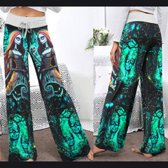 Dark Nightmare Couple Art Women's High-waisted Wide Leg Pants | Wonder Skull