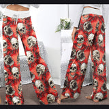 Skull Abstract Gothic Women's High-waisted Wide Leg Pants | Wonder Skull