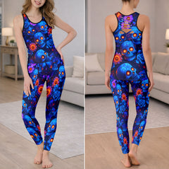 Neon Skull Flower Art Tanktop and Legging