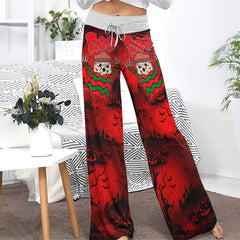 Boo Halloween Theme Women's High-waisted Wide Leg Pants | Wonder Skull