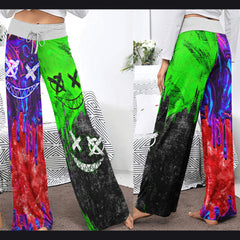 Liquid Color Abstract Women's High-waisted Wide Leg Pants | Wonder Skull