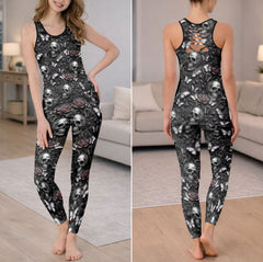 Silver Skull Butterfly Bloom Tanktop and Leggings