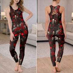 Gothic Skull & Rose Noir Tanktop and Leggings