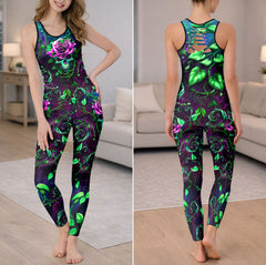 Gothic Floral Skull Vine Tanktop and Legging