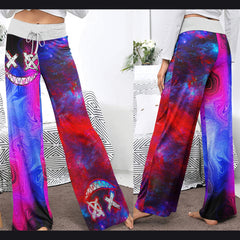 Purple Emo Abstract Women's High-waisted Wide Leg Pants | Wonder Skull