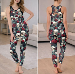 Vintage Skull Rose Art Tanktop and Leggings