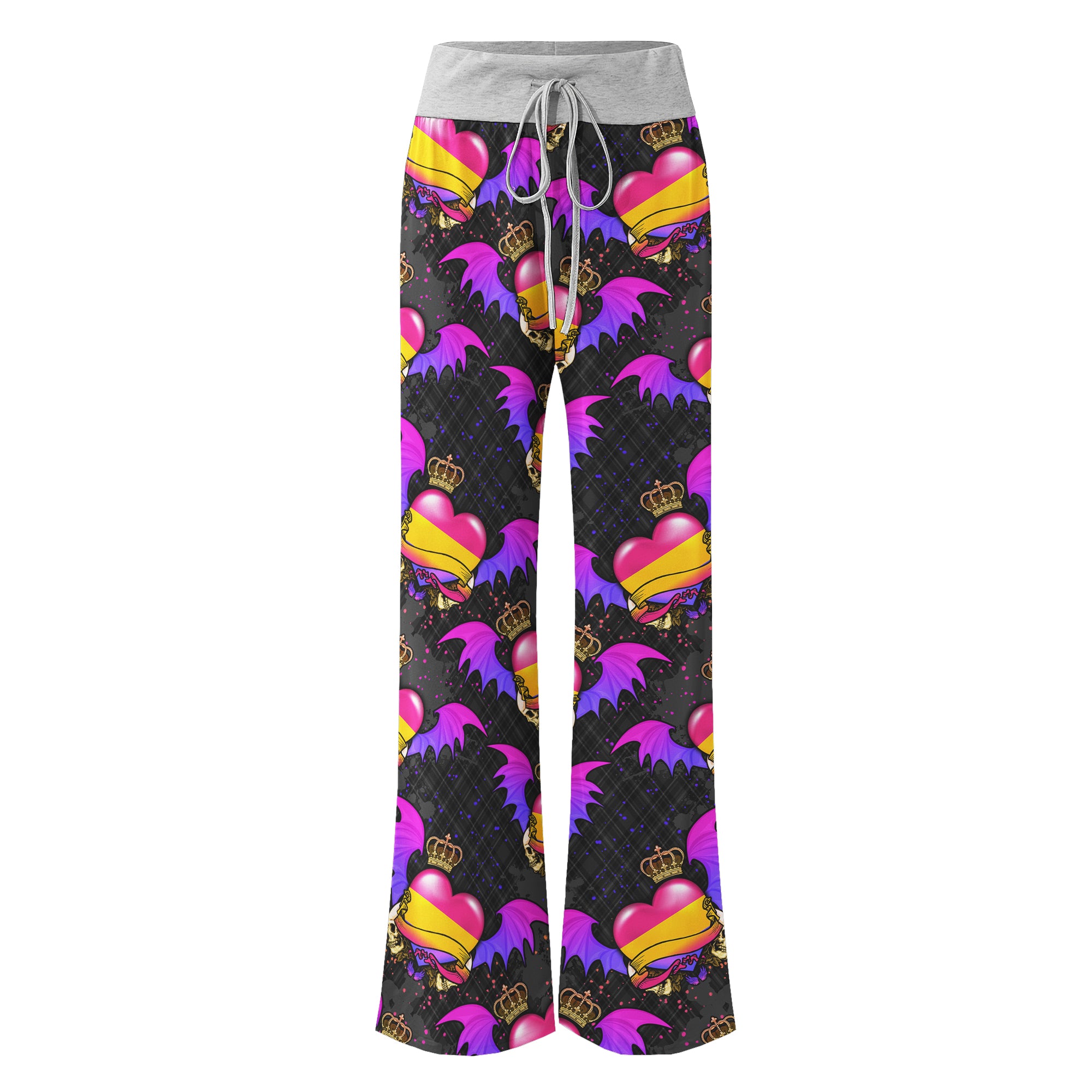 Skull Heart Gothic Gradient Women's High-waisted Wide Leg Pants | Wonder Skull