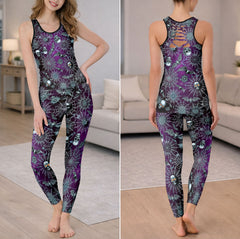 Cobweb Requiem Skull Pattern Tanktop and Leggings