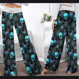 Blue Skull Spider Women's High-waisted Wide Leg Pants | Wonder Skull