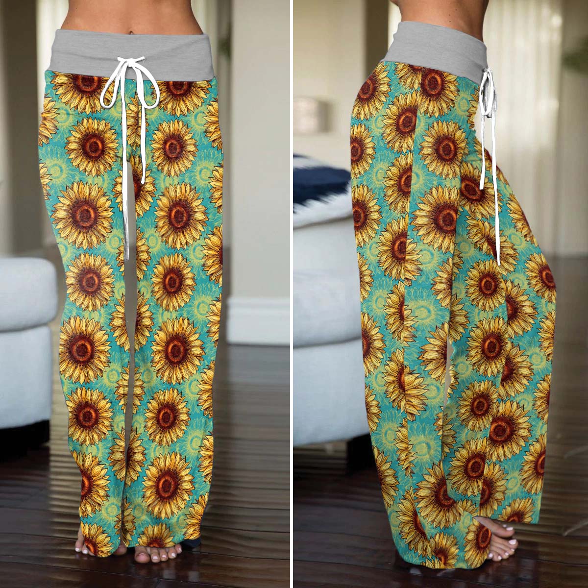 Gothic Summer Sunflower Women's High-waisted Wide Leg Pants