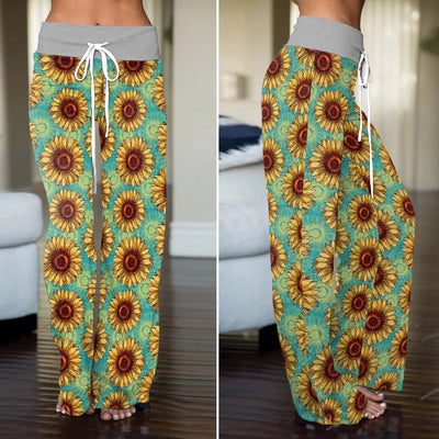 Gothic Summer Sunflower Women's High-waisted Wide Leg Pants