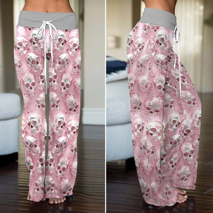 Neon Skull Mosaic Chrome Women's High-waisted Wide Leg Pants