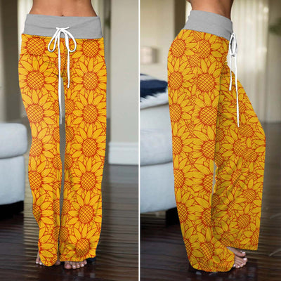 Vibrant Yellow Sunflower Women's High-waisted Wide Leg Pants