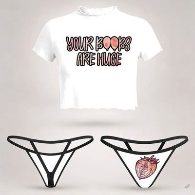 Wonder Skull  sheer mesh crop top and thong set delivers the perfect balance of comfortable and confident. Ultra-lightweight mesh fabric breathes freely against your skin while stretching gently to hug your natural curves without any restrictive squeezing. Playful lettuce edge trim at the neckline, sleeves, and hem adds cute feminine detail with soft ruffled texture. The flattering cropped length hits perfectly above your waist, creating an elongated silhouette that makes you feel amazing. Whether you're we