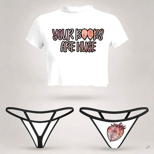 Wonder Skull  sheer mesh crop top and thong set delivers the perfect balance of comfortable and confident. Ultra-lightweight mesh fabric breathes freely against your skin while stretching gently to hug your natural curves without any restrictive squeezing. Playful lettuce edge trim at the neckline, sleeves, and hem adds cute feminine detail with soft ruffled texture. The flattering cropped length hits perfectly above your waist, creating an elongated silhouette that makes you feel amazing. Whether you're we