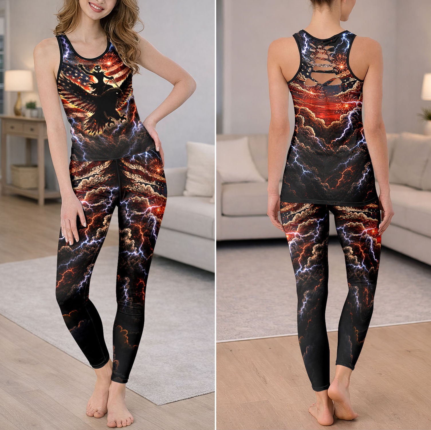 Freedom Eagle Storm Graphic Tanktop and Legging