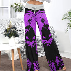 Purple Nightmare Christmas Theme Women's High-waisted Wide Leg Pants | Wonder Skull