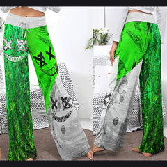 Psycho Green Grunge Women's High-waisted Wide Leg Pants | Wonder Skull