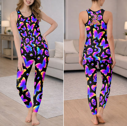 Neon Butterfly Skull Fantasy Tanktop and Legging