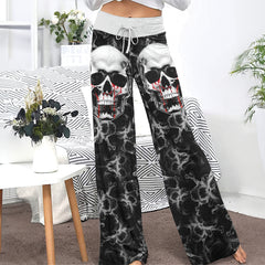 Skull Silver Blood Abstract Women's High-waisted Wide Leg Pants | Wonder Skull