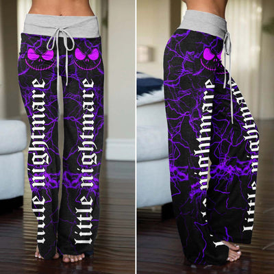 Purple Skull Smoke Gothic Women's High-waisted Wide Leg Pants