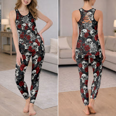 Gothic Skull Floral Gothic Tanktop and Legging