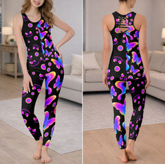 Psychedelic Spooky Butterfly Art Tanktop and Legging