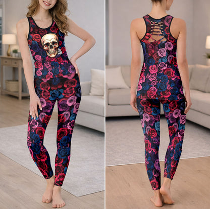Midnight Rose Skull Tanktop and Leggings
