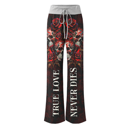 True Love Skull Gothic Women's High-waisted Wide Leg Pants | Wonder Skull