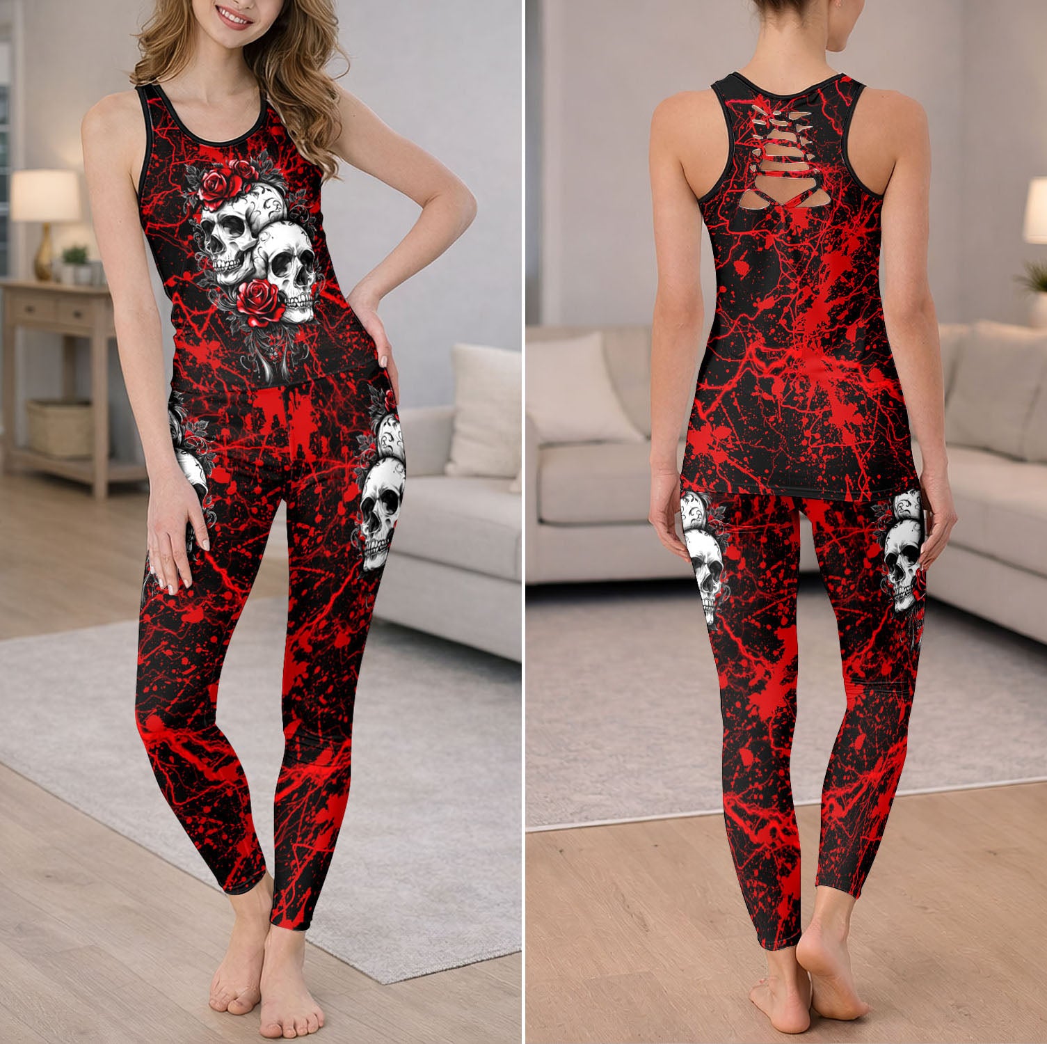 Gothic Skull Garden Art Tanktop and Legging