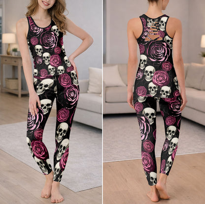 Roses Abyss Skull Pattern Tanktop and Leggings