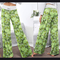 Green Baby Skull Women's High-waisted Wide Leg Pants | Wonder Skull