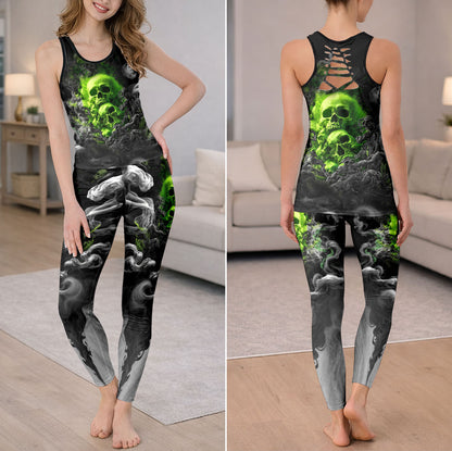 Green Skull Smoke Art Tanktop and Leggings