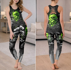 Green Skull Smoke Art Tanktop and Leggings