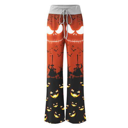 Emo Nightmare Halloween Theme Women's High-waisted Wide Leg Pants | Wonder Skull