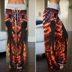Gothic American Pride Art Women's High-waisted Wide Leg Pants