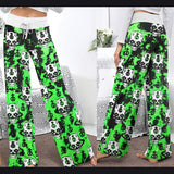 Black Green Devil Brush Women's High-waisted Wide Leg Pants | Wonder Skull