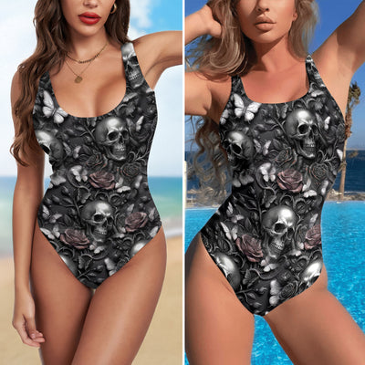 One Piece Bikini Garden of Bones & Butterflies Print Swimwear