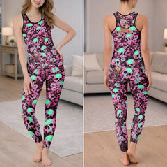 Pastel Skull Bloom Pattern Tanktop and Leggings