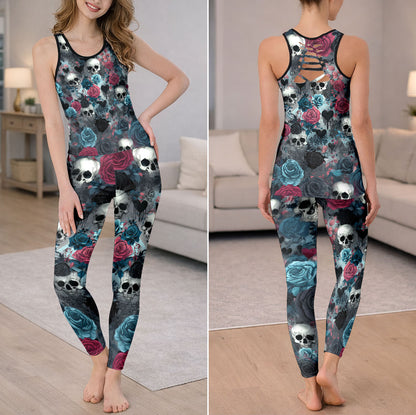 Bleeding Heart Skulls Art Tanktop and Leggings