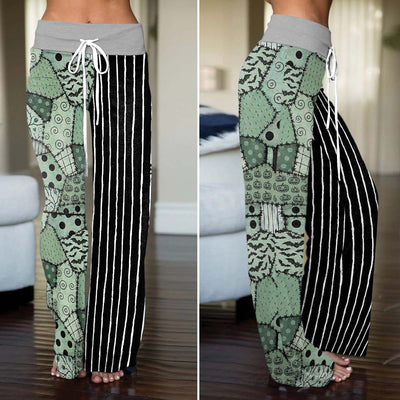 Mint Macabre Patchwork Women's High-waisted Wide Leg Pants